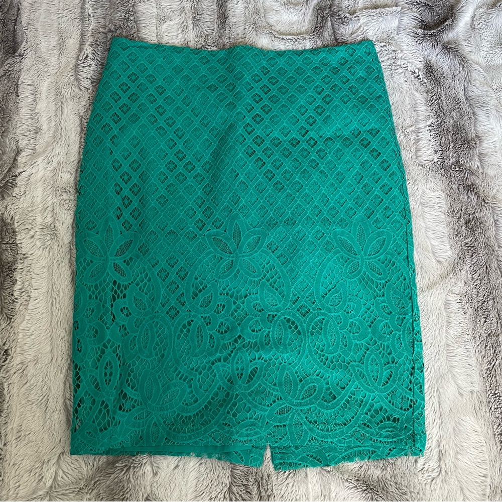LOFT | lace teal pencil skirt Size 8 EUC
